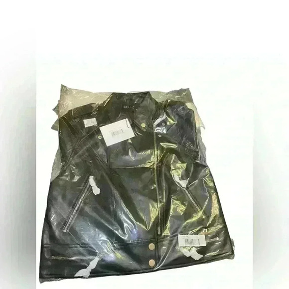 Deluc NWT New Theodora Vegan Leather Jacket Black Moto Style Size Large - Picture 6 of 6